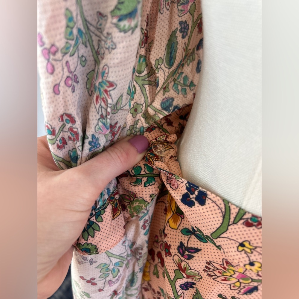 FARM RIO ANTHROPOLOGIE Clara Floral Maxi Wrap Dress Boho Cottage Resort Beach XS - Picture 6 of 15